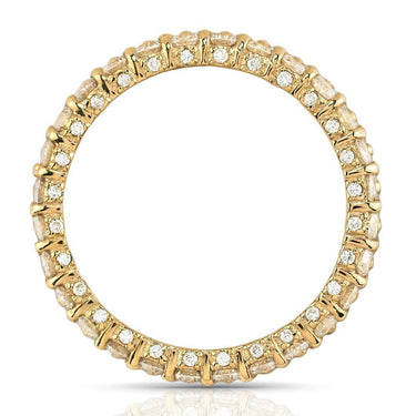 Triple Row Diamond Eternity Wedding Band Ring in 14k Yellow Gold 4.77 Ctw